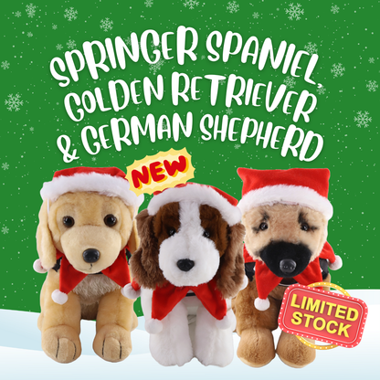 [ONLINE EXCLUSIVE] Festive Edition K-9 Plushies Bundle C (Springer Spaniel, Golden Retriever and German Shepherd)