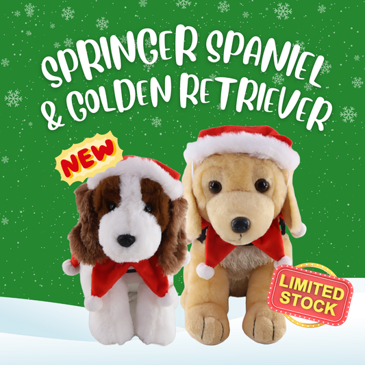 [ONLINE EXCLUSIVE] Festive Edition K-9 Plushies Bundle A (Springer Spaniel and Golden Retriever)