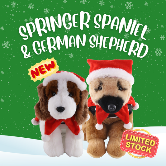 [ONLINE EXCLUSIVE] Festive Edition K-9 Plushies Bundle B (Springer Spaniel and German Shepherd)